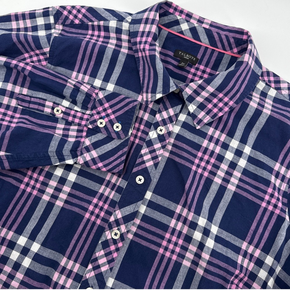 Talbots Woman 2X Button Down Plaid Shirt Long Sleeve Career Casual Top Fall Plus